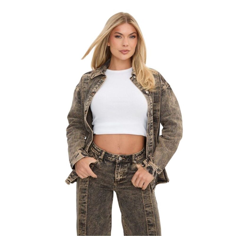 I Saw It First Womens/Ladies Faded Washed Denim Shirt / Brown